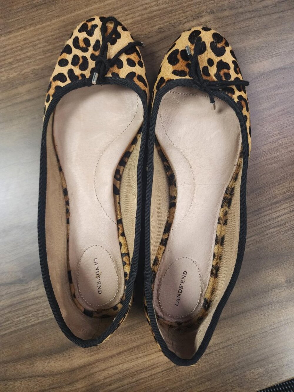 Land's End animal print ballet flats